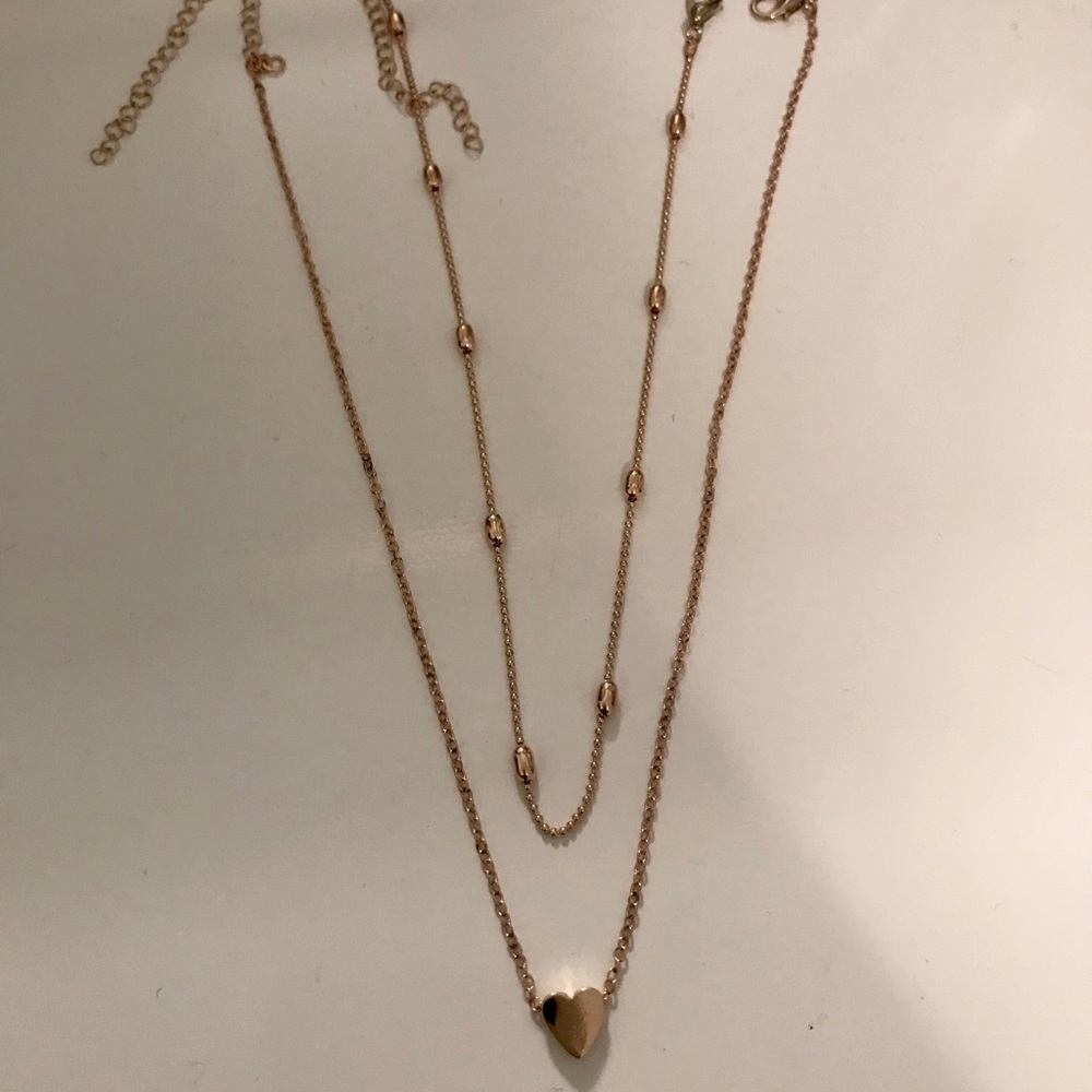 ♡ Double Layer Heart Necklace ♡ - Picture 3 of 3